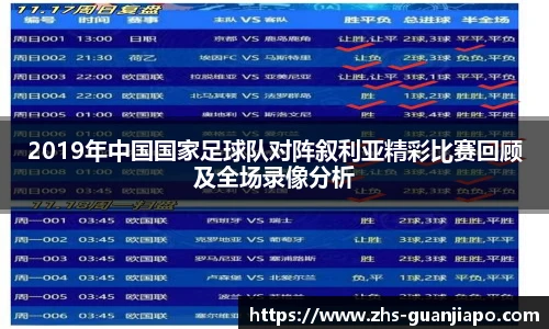 2019年中国国家足球队对阵叙利亚精彩比赛回顾及全场录像分析